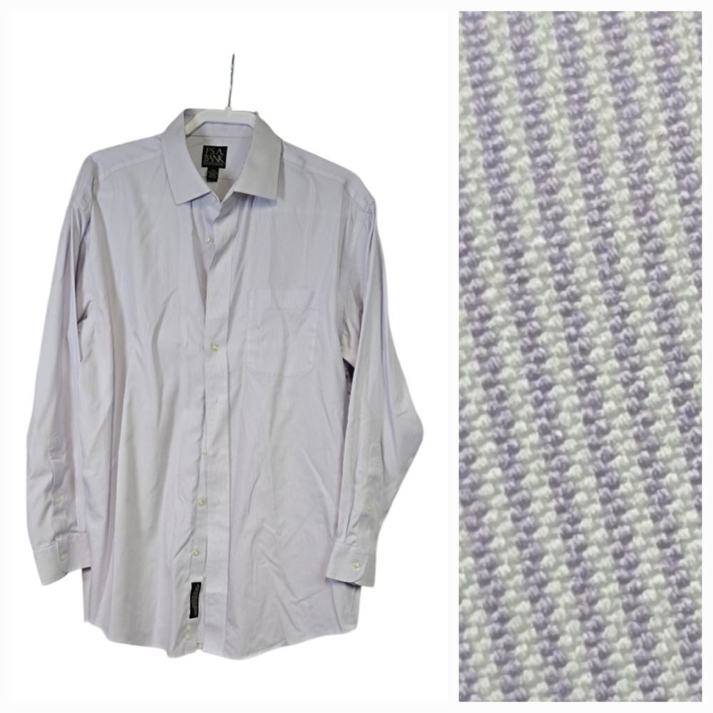 Jos. A. Bank Traveler Lavender Pinstripe Dress Shirt Men’s 17 34 Button Front